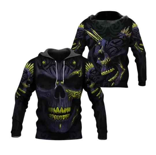 Discover Dark Gold Skull 3D Hoodie