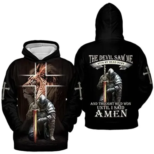 Discover Lion Knight Templar 3D Hoodie for Men