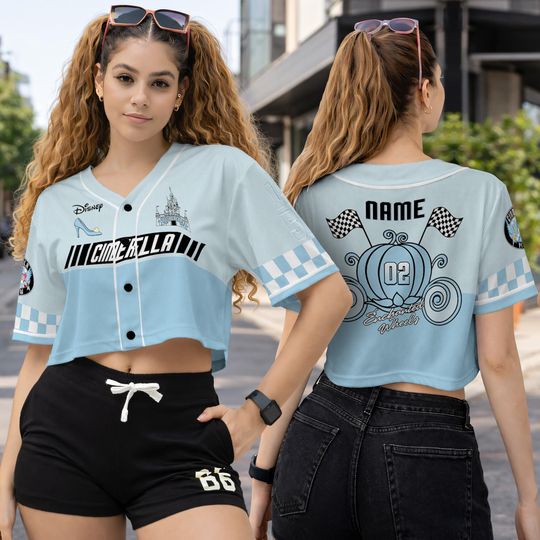 Discover Custom Cinde Princess Baseball Jersey, Cinde Crop Top Baseball Jersey, Matching Family Jersey, Disneyland Trip Gift