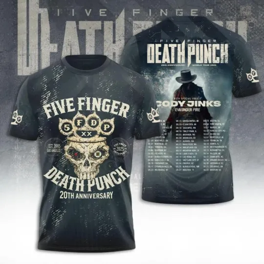 Discover Five Finger Death Punch Tour 2026 3D Shirt