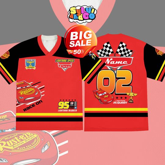 Custom DisneyCars Lightning McQueen Football, Custom Cars Football Jersey Team, Personalized DisneyBaseball Team Outfit, Cars Land Tee