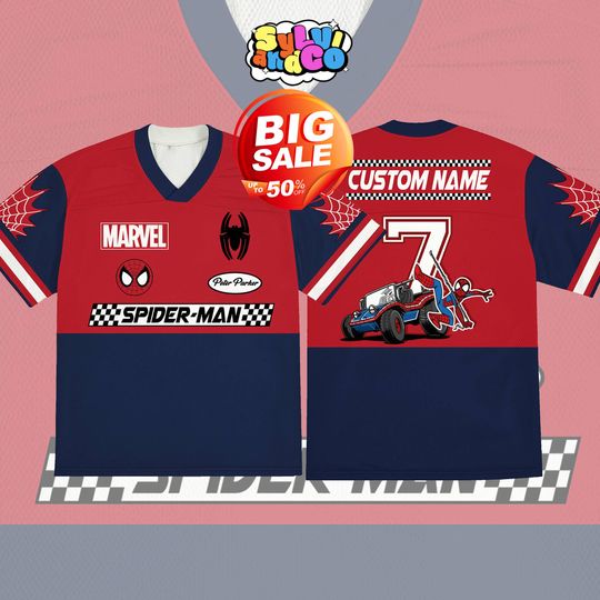 Discover Personalize Spiderman Collection Football Jersey, Custom Youth Adult DisneyJersey Spider Man Jersey, MCU Spiderman Lover Gift