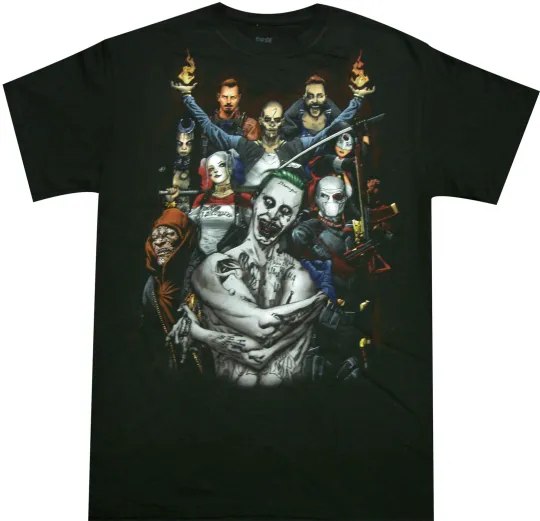 Suicide Squad Color Group Adult T-Shirt DC Comics Joker Harley Quinn