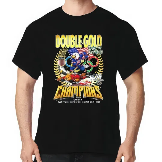 USA Hockey 2026 Winter Olympics Gold Medal T-Shirt, Double Gold Champions Shirt