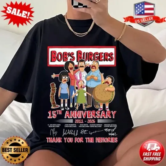 Discover Bob's Burgers 15th Anniversary Thank You Signatures T-Shirt