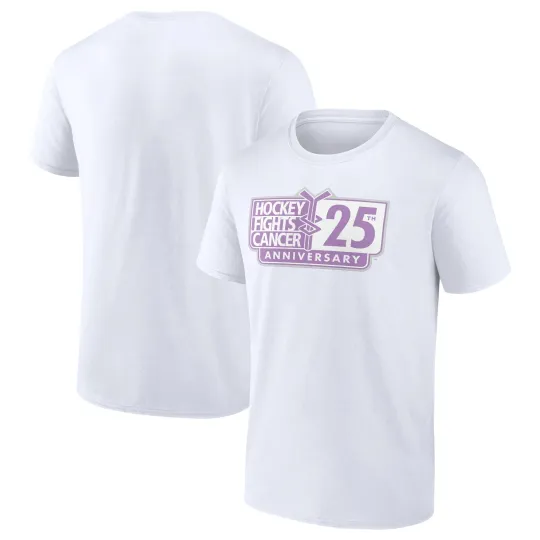 Discover Men's White NHL Hockey Fights Cancer 25th Anniversary T-Shirt
