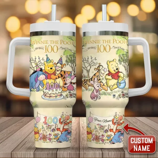 Discover Personalized Winnie-the-Pooh 100th Anniversary 2026 Tumblerr 40oz