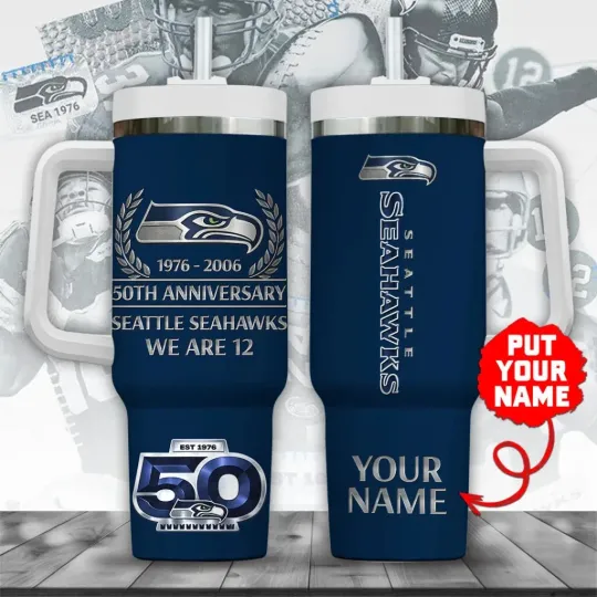 Discover Personalized Seattles Seahawk 50th Anniversary 2026 Tumblerr 40oz