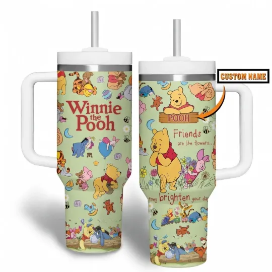 Discover Custom Cute Honey Bear Adventure Fan Gift Tumbler with Handle 40oz