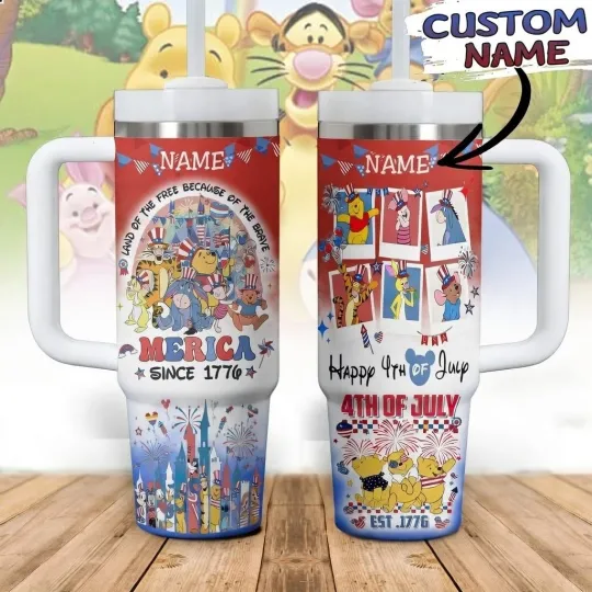 Discover Custom Cute Honey Pot Bear Fan Gift Tumbler with Handle 40oz