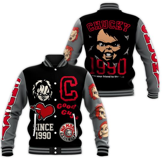 Good Guys Wool Varsity Jacket Chucky Killer Doll Graphic with Slasher Vibes