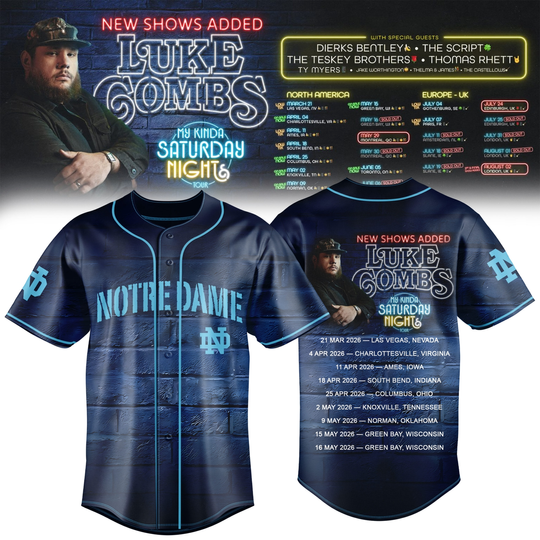 ND Fighting Irish “My Kinda Saturday Night Tour 2026” Baseball Jersey
