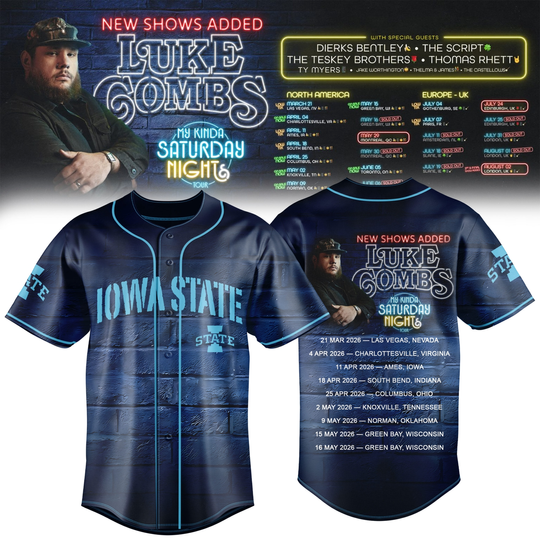 Iowa State University “My Kinda Saturday Night Tour 2026” Baseball Jersey Fan Shirt