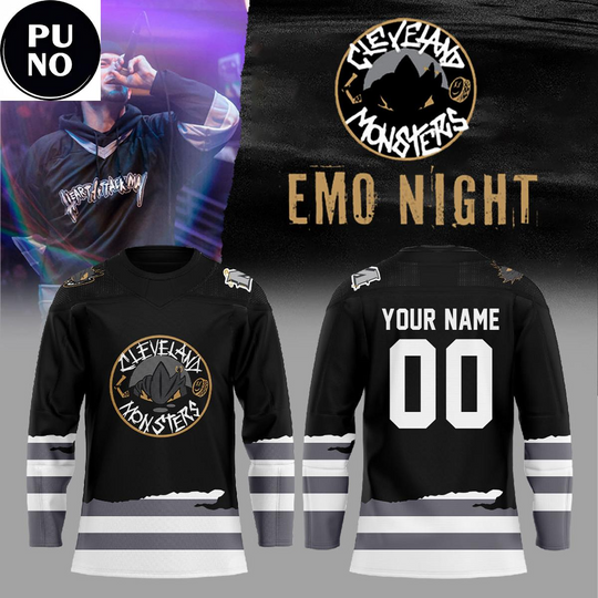Discover Cleveland Monsters Emo Night 2026 Personalized Hockey Jersey