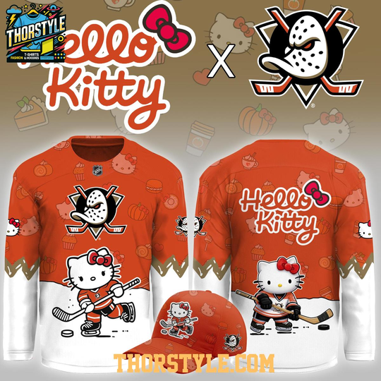 Discover Anaheim Ducks Hello Kitty Night 2025 NHL Hockey Jersey