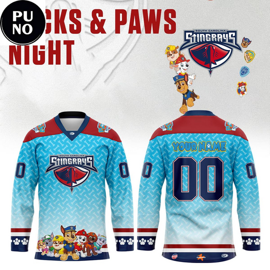 Discover South Carolina Stingrays x Paw Patrol Day 2026 Personalized Hockey Jersey