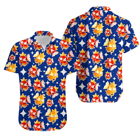Magikarp Anime Hawaiian Shorts Water Type Aloha Summer Shirt Anime Shirt Magikarp Gifts