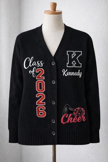 Discover Senior 20xx Varsity Cardigan | Class of 20xx Cardigan Sweater | Custom Name & Sport