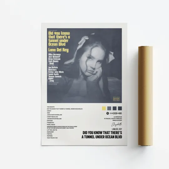 Discover Lana Del Rey Tunnel Under Ocean Blvd Album Art Poster Vertical Print