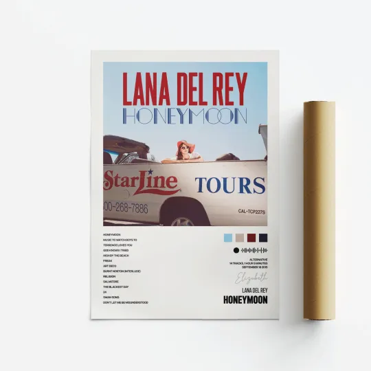Discover Lana Del Rey Honeymoon Album Art Poster Vertical Print Music Tracklist