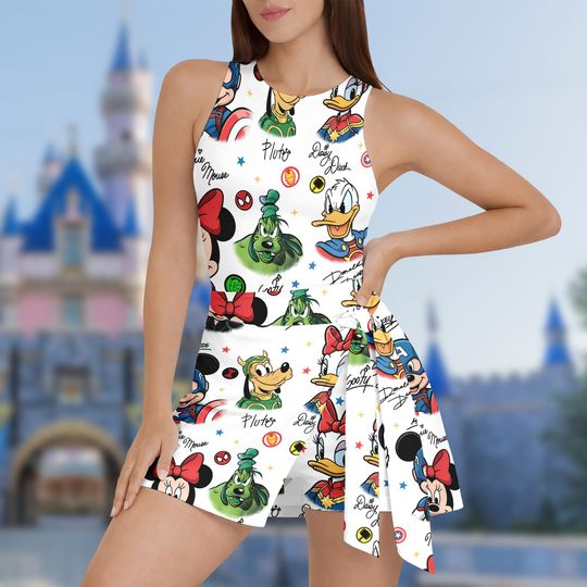 Discover Day At Sea Disney Cruise Squad Tennis Dress Skirt, Mickey and Friends Cruise Dress Skirt, Disney Cruise Trip Tennis Skort, Superhero Dress