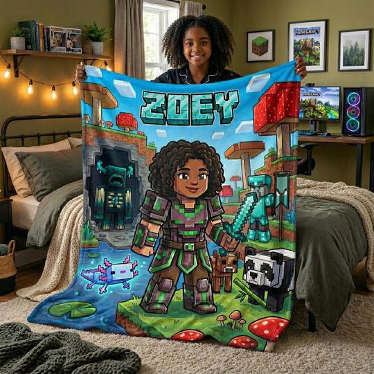Discover Personalized Name and Photo as a Gaming Personalized Avatar Character Blanket