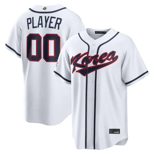 Discover Customized Men Korea White 2026 World Baseball Printed Jersey Fan Name Number