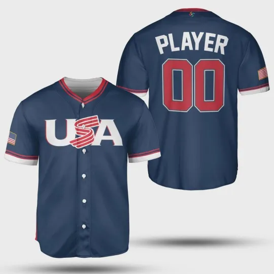 Discover Men's USA Baseball Navy Jersey 2026 USA World Baseball Custom Name & Number Tee