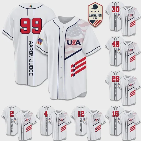 Discover SALE!USA Baseball White 2026 World Baseball Classic Home Jersey Adults Full Size