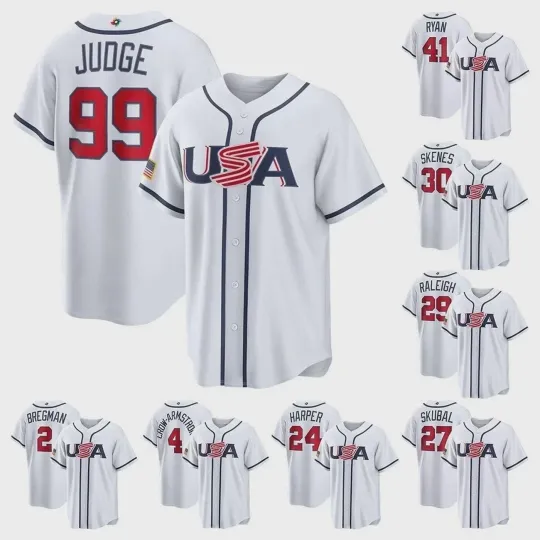 Discover USA Baseball White 2026 World Baseball Classic Home Jersey Fullsize Print