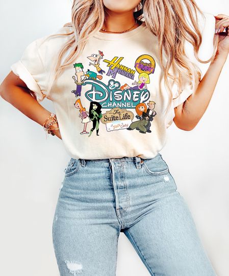 Discover Disney Channel Characters Shirt, Suite Life T-Shirt, Phineas Ferb Tee, That's So Raven Shirt, Nostalgic Disney Sweatshirt