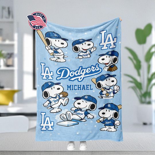 Discover Custom Cartoon Beagle Dog Baseball Blanket - Choose Your Team Personalized Sport Throw