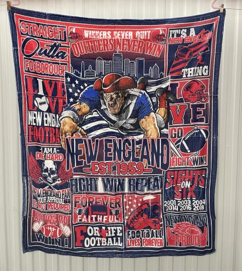 Discover New England Football 50x60 Inch Throw Blanket Cover Soft Bedding Gift Wall