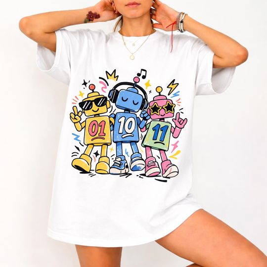 Discover Programming Robot 01 10 11 Shirt, Survivor Coding Humor Graphic Tee,  Software Developer Shirt, Computer Science Gift, Binary Code Geek Tee