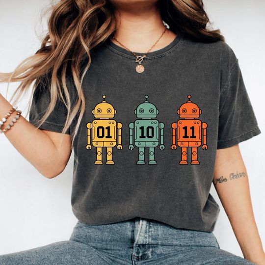 Discover Programming Robot 01 10 11 Shirt, Binary Code Geek Tee, Survivor Coding Humor Graphic Tee, Computer Science Gift, Software Developer Shirt