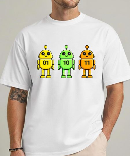 Discover Programming Robot 01 10 11 Shirt, Binary Code Geek Tee, Survivor Coding Humor Graphic Tee, Computer Science Gift, Software Developer Shirt