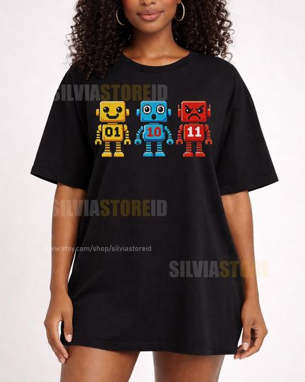 Discover Programming Robot 01 10 11 Shirt, Binary Code Geek Tee, Survivor Coding Humor Graphic Tee, Computer Science Gift, Software Developer Shirt