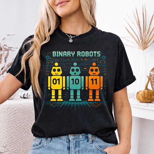 Discover Programming Robot 01 10 11 Shirt, Binary Code Geek Tee, Survivor Coding Humor Graphic Tee, Computer Science Gift, Software Developer Shirt