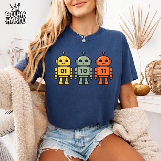 Discover Binary Code Robot 01 10 11 T-Shirt