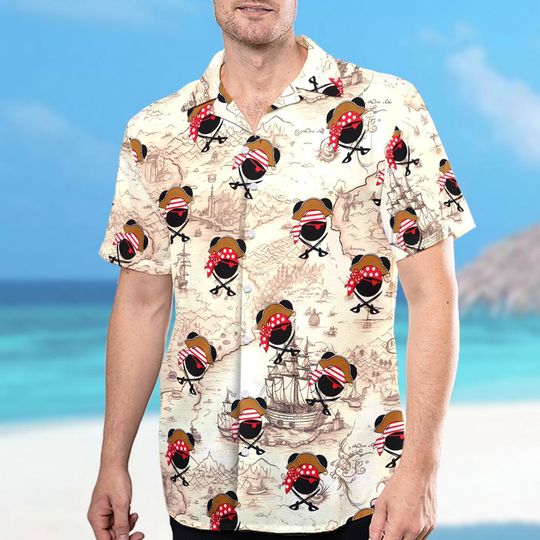Discover Disney Mickey And Friends Pirates Hawaiian Shirt, Disney Pirates Hawaii Shirt, Mickey Minnie Print Button Tee, Disney Summer Beach Hawaii