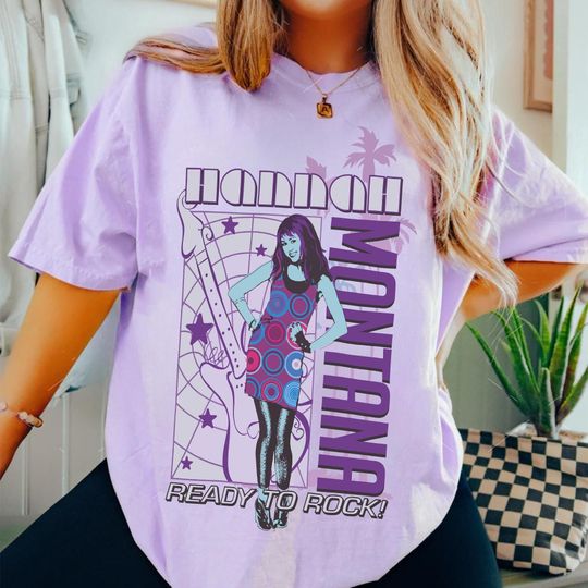 Discover Retro Disney Channel Hannah Montana Ready To Rock Shirt, TV Characters Pop Star Tee, Hannah Montana Music Logo Shirt, Disneyland Girls Trip