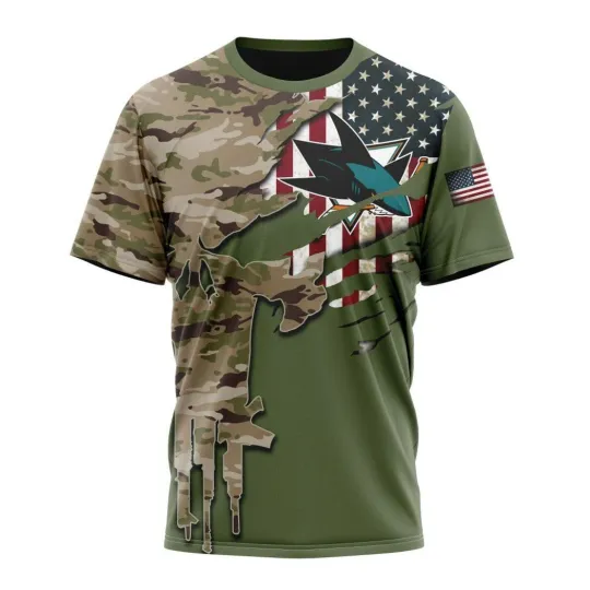 Discover Personalized San Jose Sharkss Special Camo Skull Design 3D Hockey Fans