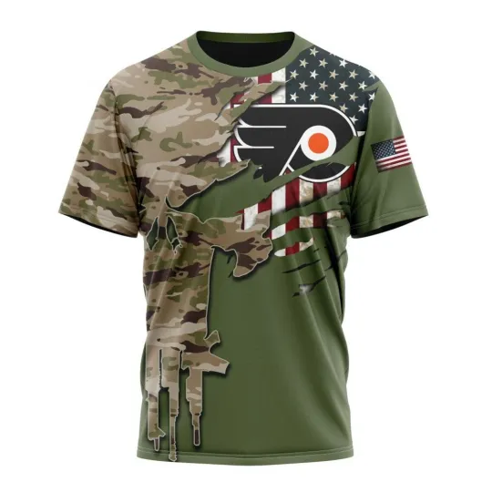 Discover Personalized Philadelphia Flyerss Special Camo Skull Design 3D Hockey Fans