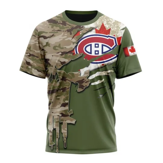 Personalized Montreal Canadienss Special Camo Skull Design 3D Hockey Fans