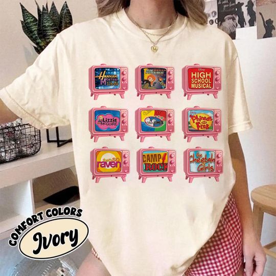 Disney Channel Cartoon Characters Shirt, Hannah Montana Lizzie McGuire Shirt, Hannah Montana Tee, High School Musical, Family Trip 2026 Tees