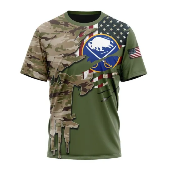 Discover Personalized Buffalo Sabress Special Camo Skull Design 3D Hockey Fans Fullsize
