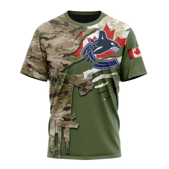 Discover Personalized Vancouver Canuckss Special Camo Skull Design 3D Hockey Fans