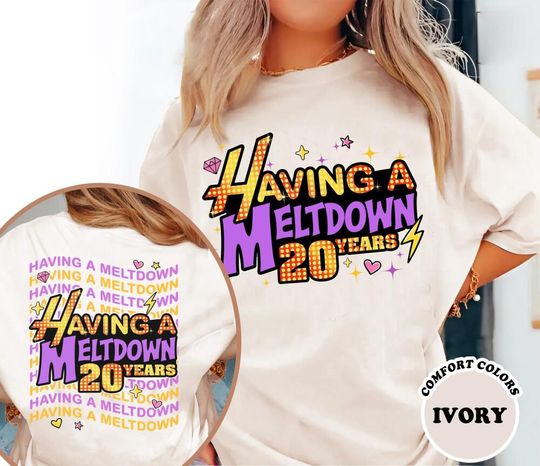 Discover Comfort Colors Having A Meltdown 20 Years Shirt, Hannah Montana Music Logo Tee, Teenager Movie Tee, Family Matching Trip,Mental Health Humor