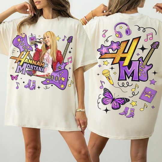 Discover 2-Sided Coquette Hannah Montana Shirt, Disney Channel Hannah Montana Music Logo Tee, The Other Side of Me, Girls Trip WDW Vacation Tee