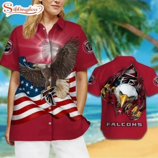 Discover Atlanta Football Team Falconss Eagle US Flag Hawaiian Shirt
